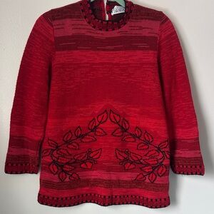 Red and Black Leaf Pattern Sweater